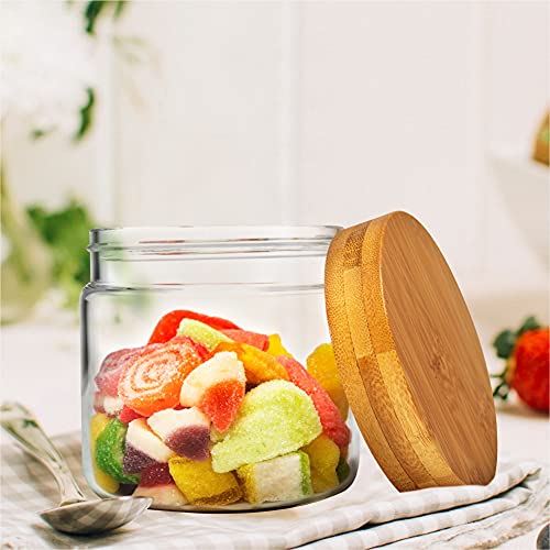 DUBBLIN Borosilicate Glass Jar with airtight wooden Lid, kitchen storage jar container microwave safe - 600ml, 1 Pc, Transparent - Image 1