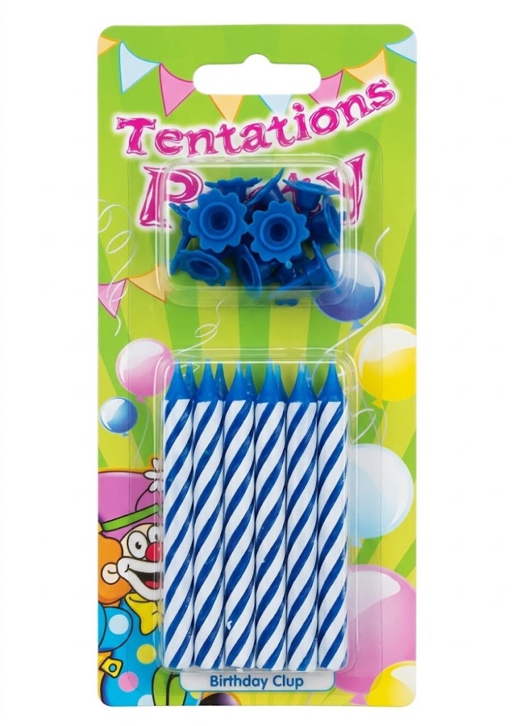 Ciao Spiral Birthday Candles – Pack of 12 Light Blue (Celeste) Cake Candles with Holders for Kids’ Birthdays and Celebrations