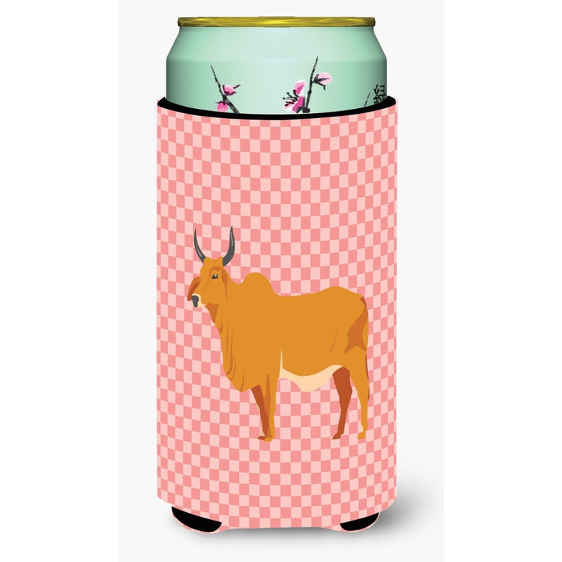 Caroline's Treasures ""Caroline's Treasures Zebu Indicine Cow Pink Check Decorative Can Hugger  Tall Boy  Multicolor"" 
