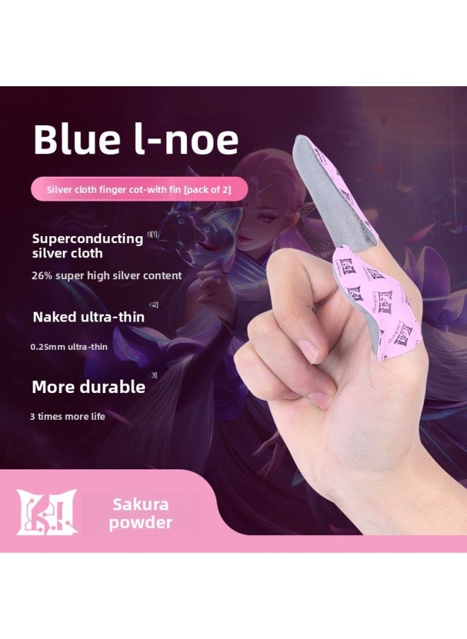 Color Silver Cloth Double Hand Game Finger Sleeve Suitable For King Chicken Finger Sleeve Non-slip Artifact Ultra-thin Silver Fiber-Product Color:Silver Cloth Pink Finger Gloves (a Pair Of Wrapped)  - Image 1
