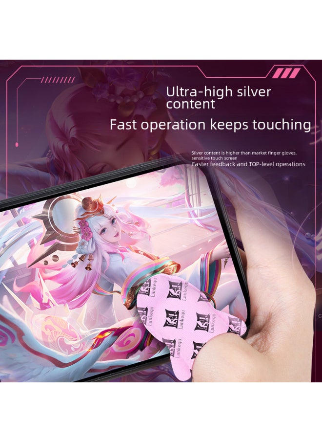 Color Silver Cloth Double Hand Game Finger Sleeve Suitable For King Chicken Finger Sleeve Non-slip Artifact Ultra-thin Silver Fiber-Product Color:Silver Cloth Pink Finger Gloves (a Pair Of Wrapped)  - Image 4