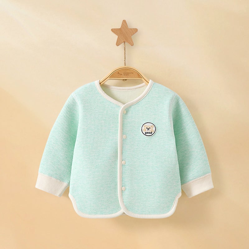 Baby Coat Born Warm Clothes One-Year-Old Children'S Cardigan Boys' And Girls' Fleece-Lined Top Baby Winter Clothes - Image 1