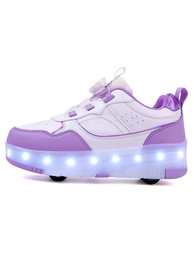 Sky View LED Kids Roller Skates Shoes 4 Wheel Skating-Rotating buckle laces Multiple lighting modes Boys Girls Light Up Roller Sneakers - Image 2