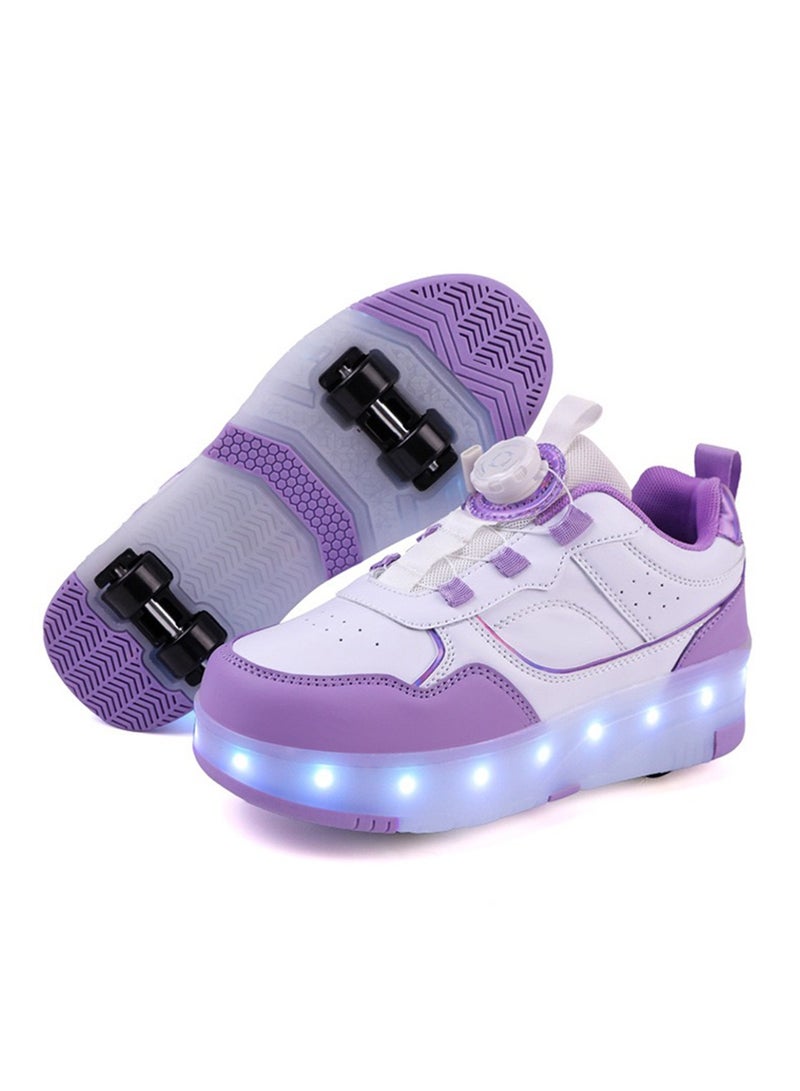 Sky View LED Kids Roller Skates Shoes 4 Wheel Skating-Rotating buckle laces Multiple lighting modes Boys Girls Light Up Roller Sneakers - Image 3