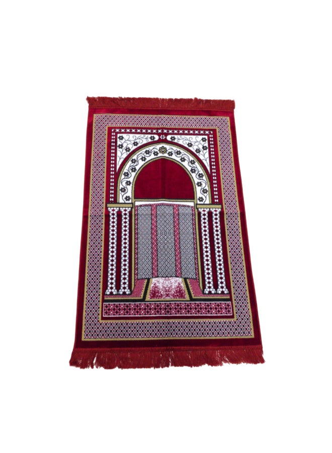 ريف سجادة صلاة إسلامية بنقشة محراب مقوس جودة ممتازة أحمر وأبيض 70 x 110 سم SP 90S101780RED - Image 2
