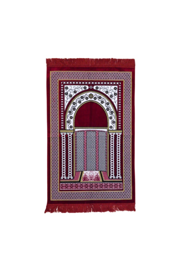 ريف سجادة صلاة إسلامية بنقشة محراب مقوس جودة ممتازة أحمر وأبيض 70 x 110 سم SP 90S101780RED - Image 1