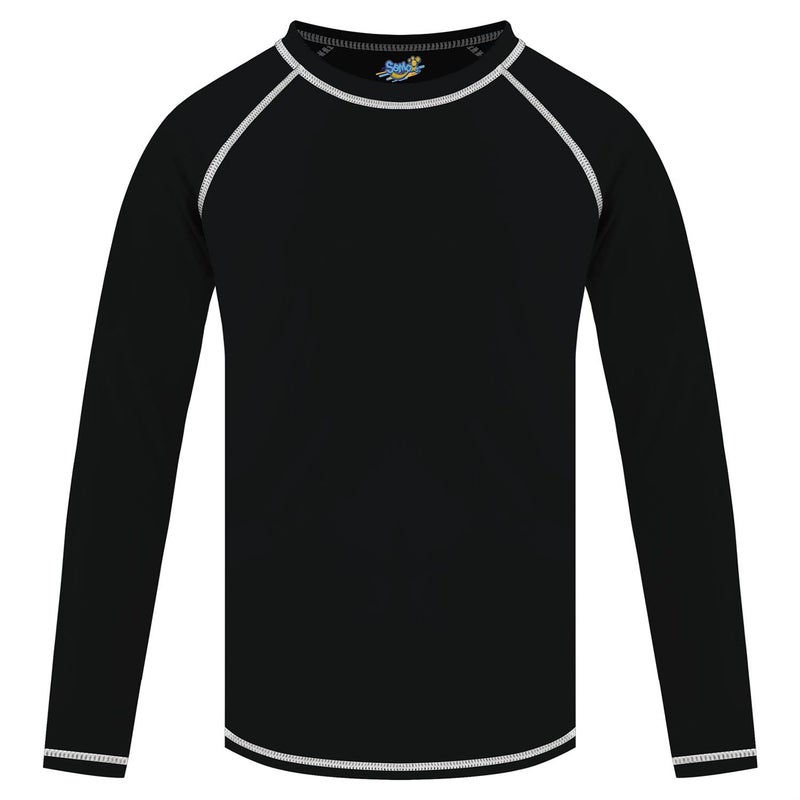 Semois Boys Swim Shirt Rash Guard Long Sleeve for Kids Youth Children Rashguard Water Swimwear UPF+ 50 Swimming Sun Shirt Black Swim Top 14-16Y - Image 3
