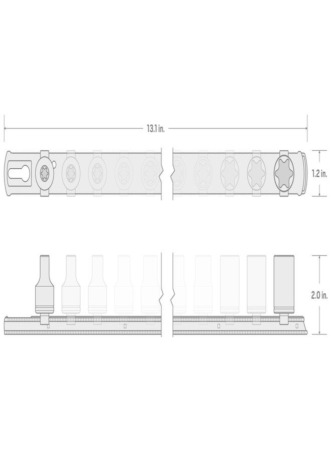 تيكتون طقم مقابس خارجية على شكل نجمة بمحرك نصف بوصة مع سكة من TEKTON، ١٠ قطع (E8 - E24) | SHD92117 - Image 5