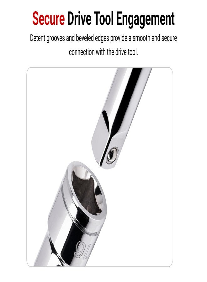 تيكتون طقم مقابس خارجية على شكل نجمة بمحرك نصف بوصة مع سكة من TEKTON، ١٠ قطع (E8 - E24) | SHD92117 - Image 4