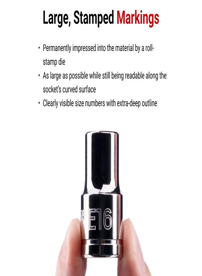 تيكتون طقم مقابس خارجية على شكل نجمة بمحرك نصف بوصة مع سكة من TEKTON، ١٠ قطع (E8 - E24) | SHD92117 - Image 2