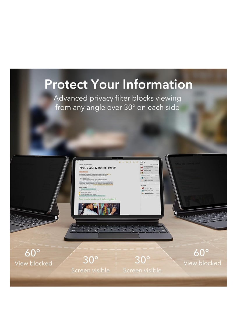 iPad Pro 13 Privacy Screen Protector M4 Chip 2024, Anti Spy Anti Blue Light Glare Privacy Filter, PET Ipad Privacy Screen Protector for Ipad Pro 13 inch, 【Landscape Privacy】 - Image 3