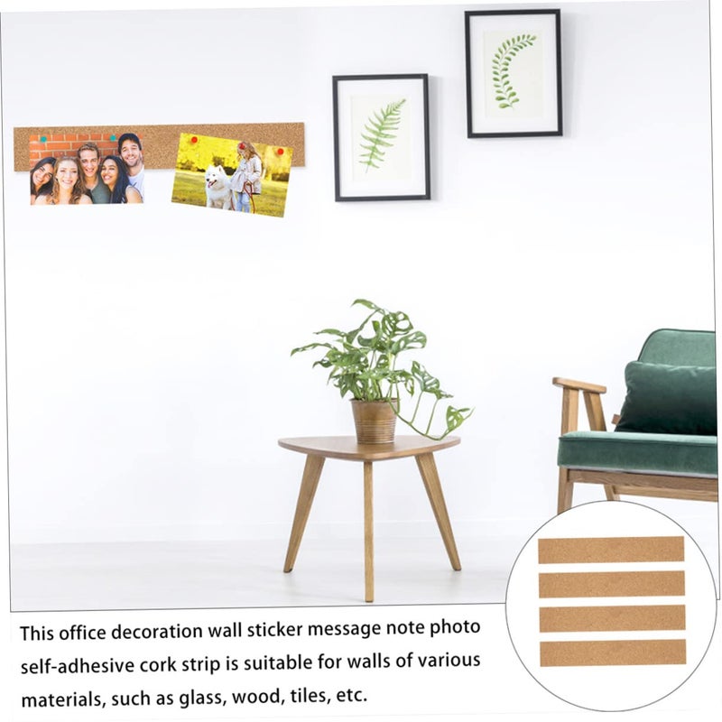 4Pcs Natural Cork Strip Wall Sticker Memo Board With Adhesive For Office Home Decor - Image 5