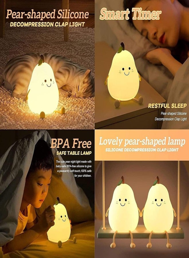 Blackzone Cute Night Light for Kids, Nursery | Silicone Night Light, LED Lamp, Room Decor, Gifts for Toddler Children Teenage Girls Valentine's Day (PEAR) - Image 4