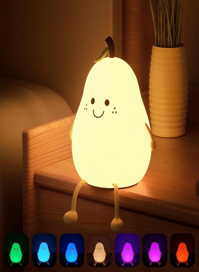 Blackzone Cute Night Light for Kids, Nursery | Silicone Night Light, LED Lamp, Room Decor, Gifts for Toddler Children Teenage Girls Valentine's Day (PEAR) - Image 1