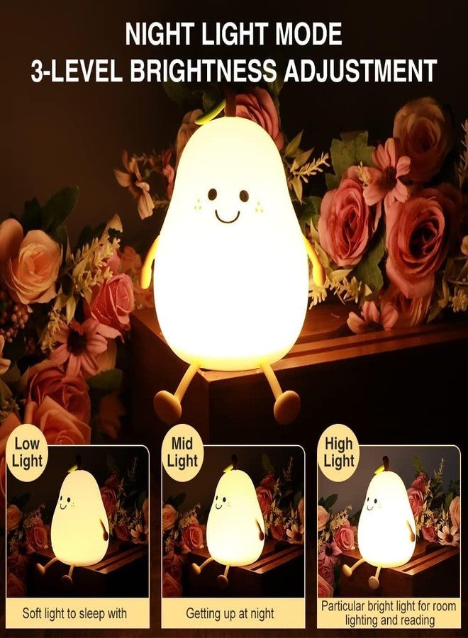Blackzone Cute Night Light for Kids, Nursery | Silicone Night Light, LED Lamp, Room Decor, Gifts for Toddler Children Teenage Girls Valentine's Day (PEAR) - Image 2