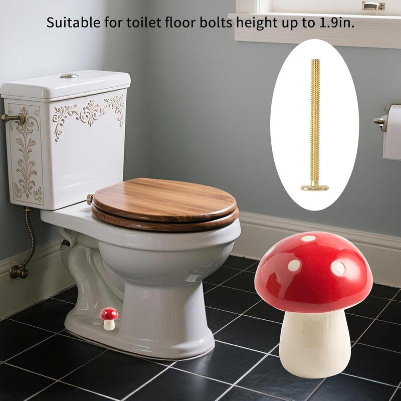 BEUNAIZER Ceramic Toilet Bolt Covers Decorative, Toilet Screw Cover Caps, Toilet Caps for Bottom of Toilet, Cute Mushroom Toilet Bolt Caps, Set of 2 Toilet Bowl Bolt Covers Floor, Bathroom Decor (red) - Image 2