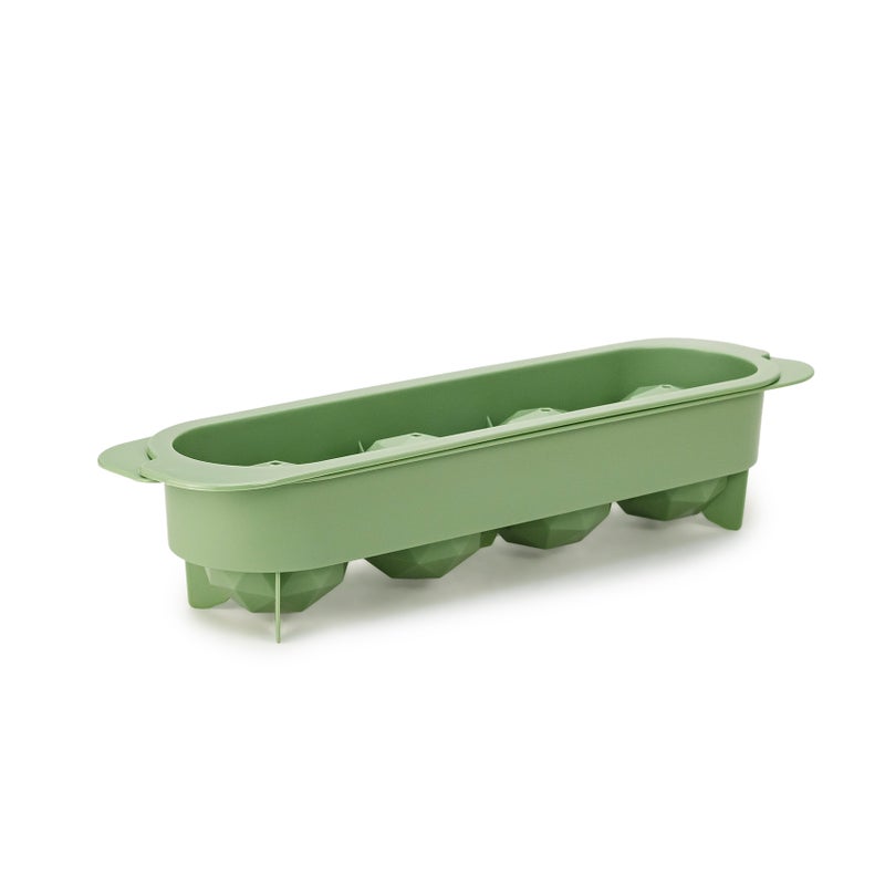 Herevin Polypropylene 4 Hole Diamond Ice Cube Tray, BPA Free Plastic Diamond Ice Mould for Freezer, Easy Release Large Ice Cubes for Drinks, Cocktails, Whisky & Home Use  Assorted (Green/Orange) - Image 1