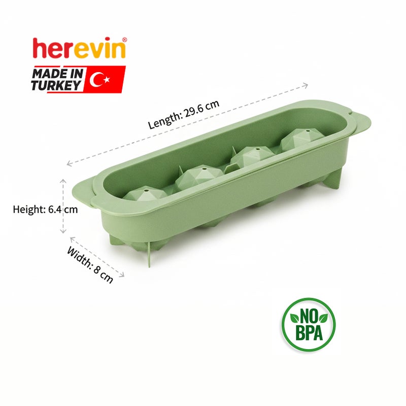 Herevin Polypropylene 4 Hole Diamond Ice Cube Tray, BPA Free Plastic Diamond Ice Mould for Freezer, Easy Release Large Ice Cubes for Drinks, Cocktails, Whisky & Home Use  Assorted (Green/Orange) - Image 4
