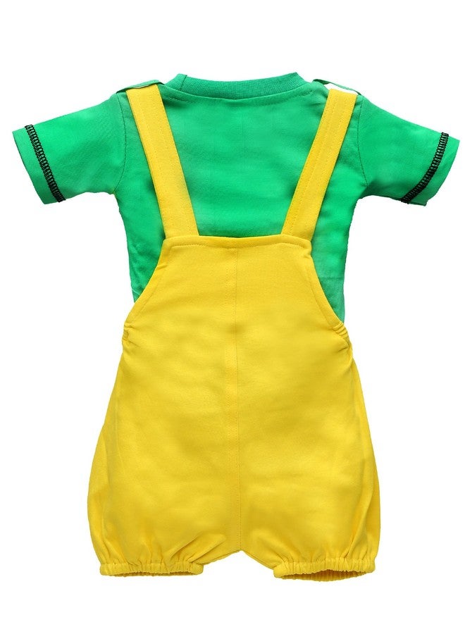 Balloons Unisex Baby Romper Cotton-Dungaree Set (0 Months to 6 Months) Green - Image 2