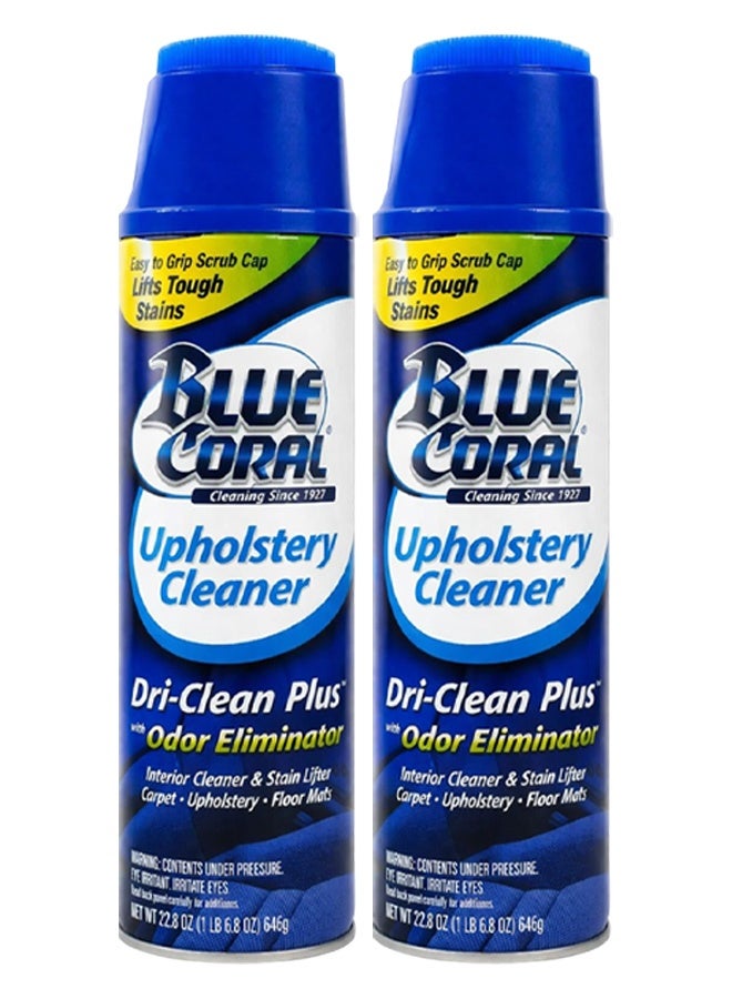 بلو كورال قطعتان من منظف المفروشات Blue Coral DC22 (646 غرام) – منظف رغوي للسيارات (Dri-Clean Plus) يزيل الروائح والبقع من السجاد والمقاعد والأقمشة الداخلية. - Image 1