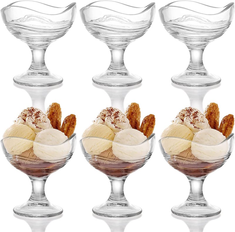 MARTVIA 300ML Ice Cream Glasses Cups Dishes for Desserts, Milkshake,Fruit and Pudding Glass Serving Bowls, Perfect for Home, Restaurants and Parties Dishwasher Safe (Set of 6) - Image 1