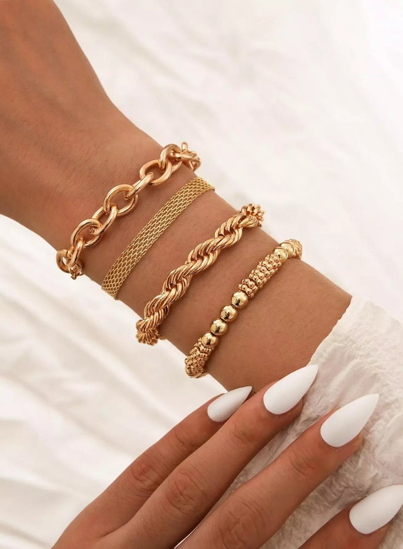 Minimalist Chain Bracelet Set - 4pcs  - Image 1