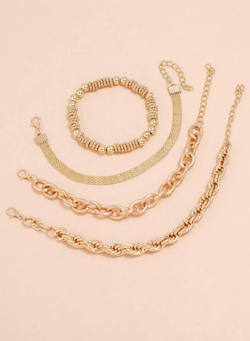 Minimalist Chain Bracelet Set - 4pcs  - Image 3