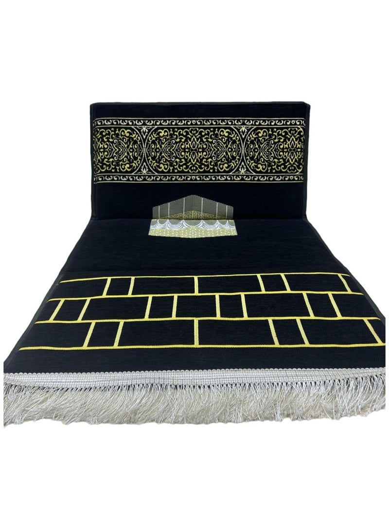 عام سجادة صلاة قطيفة تطريز بارز مبطنة مع مسند، متعدد الألوان - Image 2