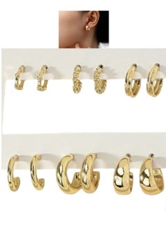 YUCCA Fashion Coil Hoop Earrings Zinc Alloy Spring Design for Women Daily Decoration 6 Pairs/Set  - Image 1