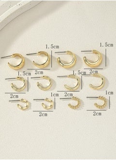 YUCCA Fashion Coil Hoop Earrings Zinc Alloy Spring Design for Women Daily Decoration 6 Pairs/Set  - Image 2