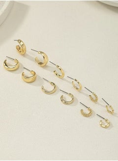 YUCCA Fashion Coil Hoop Earrings Zinc Alloy Spring Design for Women Daily Decoration 6 Pairs/Set  - Image 4