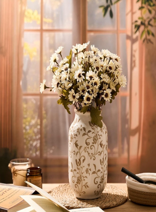 SIDUCAL Ceramic Vintage Vase, 8.78 Inch Chinoiserie Floral Vase, Retro Ice Cracked Rustic Farmhouse Vases for Home Decor, Living Room, Bookshelf, Office, Tuscan Decor, Brown Floral Pattern - Image 4