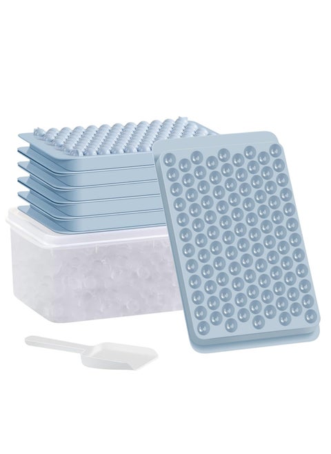 Mini Ice Cube Tray, 4 Pack Small Ice Cube Tray with Lid and Bin, 104x4 Pcs Tiny Round Ice Trays for Freezer, Crushed Ice Trays Easy Release for Chilling Drinks, Coffee, Juice