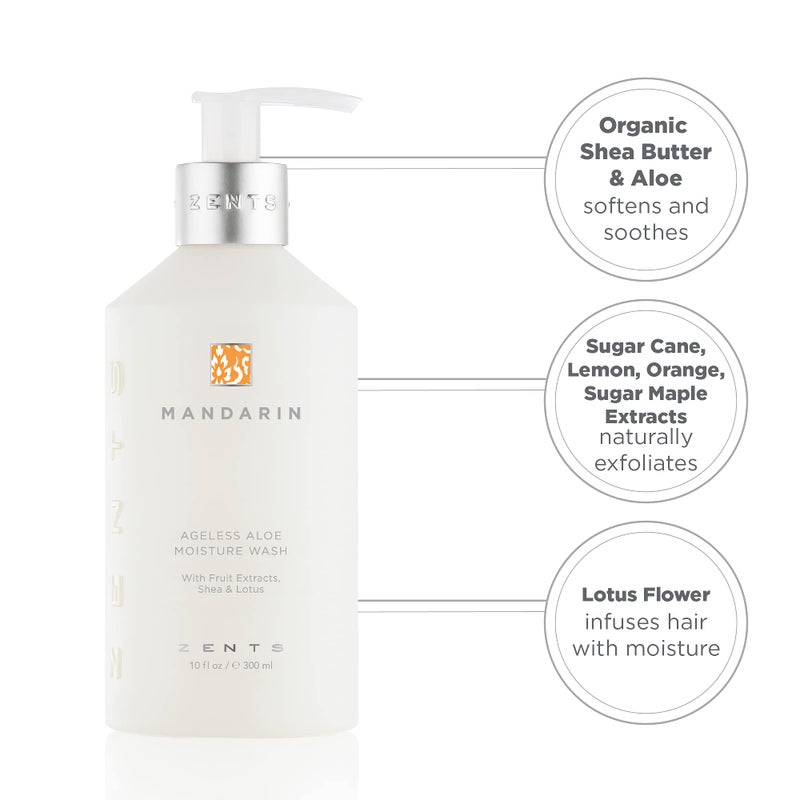 Zents Hand & Body Wash (Mandarin Fragrance) | Hydrating Anti-Aging Cleanser with Organic Shea Butter & Aloe for Dry Skin | Gentle & Nourishing | 10 fl oz - Image 5
