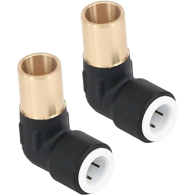 RADIATOR VALVE REDUCER ELBOW COMPRESSION 15MM X 10MM PUSH FIT BLACK X2 (PAIR) - Image 1