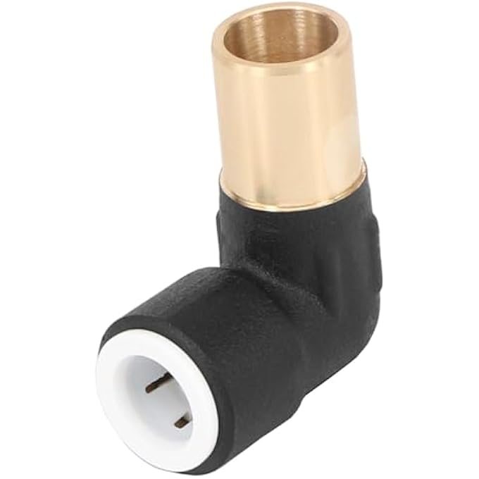 RADIATOR VALVE REDUCER ELBOW COMPRESSION 15MM X 10MM PUSH FIT BLACK X2 (PAIR) - Image 2