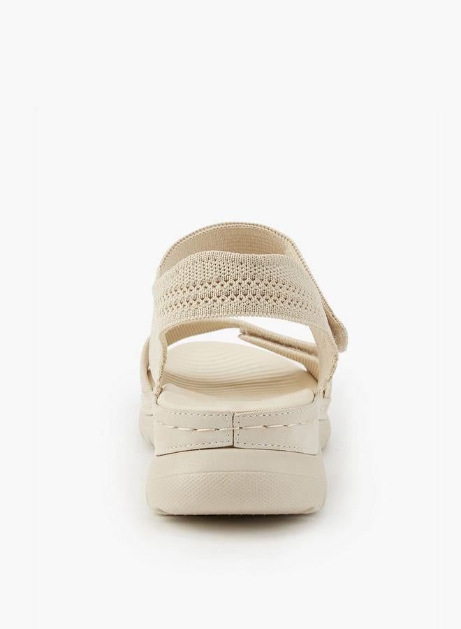 Flora Bella By Shoexpress Textured Open Toe Sandals with Hook and Loop Closure - Image 5