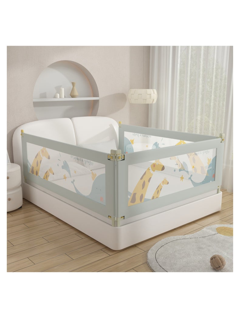 MIXDE - 1-Piece Height Adjustable Toddler Bed Rail Guard Anti Fall Baby Bed Rail Guard Breathable Mesh with Dual Lockable Buckle 200CM - Image 1