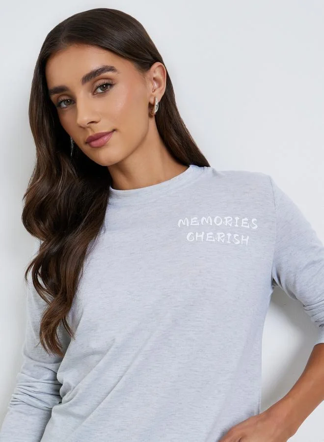 Styli Women Slogan Print Regular Fit T-Shirt