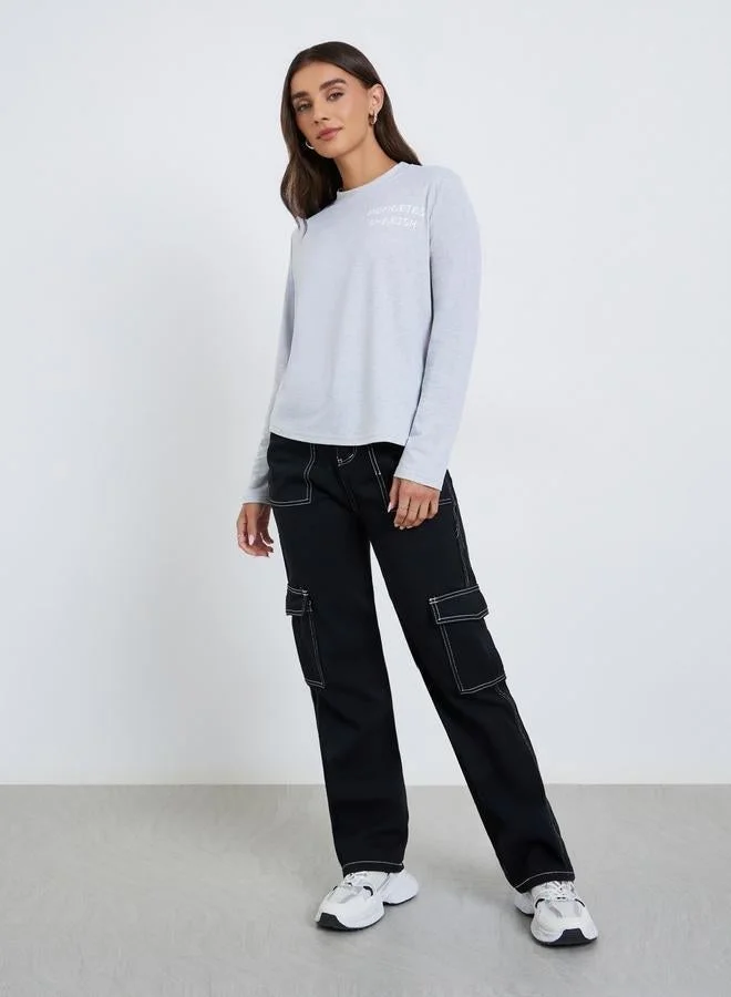 Styli Women Slogan Print Regular Fit T-Shirt