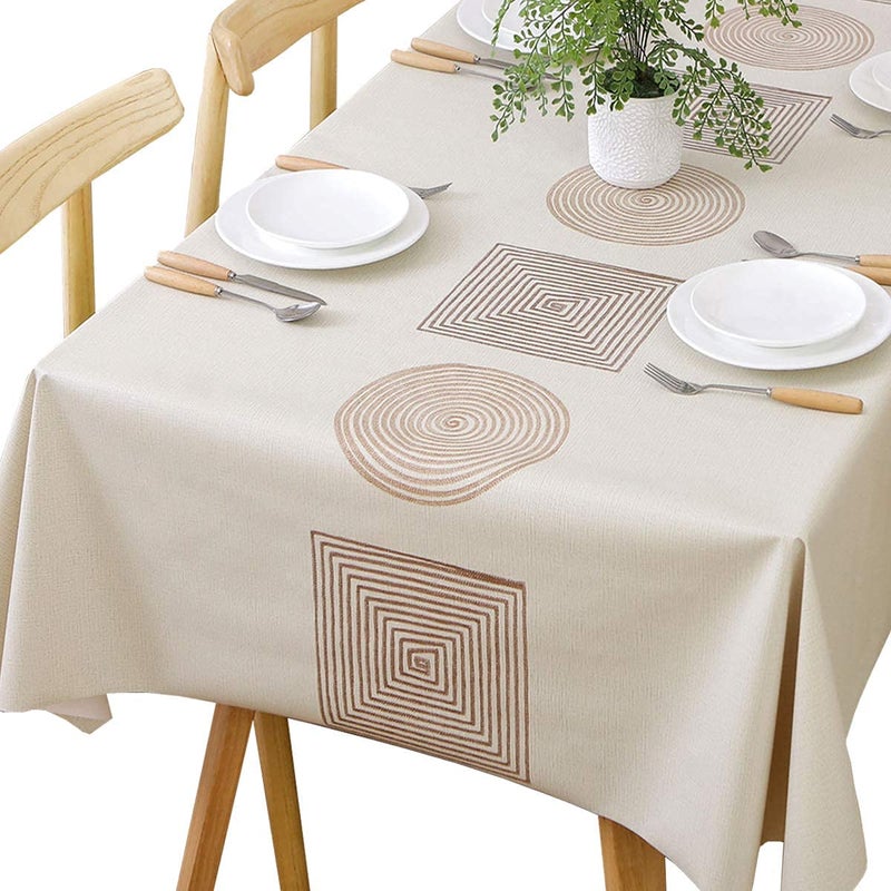 TruDelve Heavy Duty Vinyl Table Cloth Plastic Table Cloth for Kitchen Dining Table Wipeable PVC Waterproof Tablecloth for Rectangle Table54x108Geometry