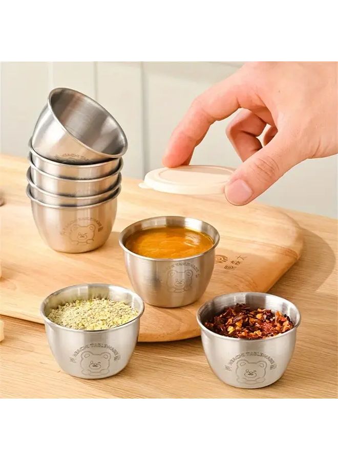 6Pcs Stainless Steel Dipping Bowls With Lids Rust Resistant Reusable For Sauces - Image 1