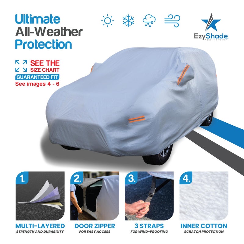 EzyShade 10-Layer SUV Car Cover Waterproof All Weather. See Vehicle Size-Chart for Accurate Fit. Outdoor Full Exterior Covers for Automobiles Heavy Duty Tarp Jeep Rav4 CRV. Size S4 (See SizeChart) - Image 2