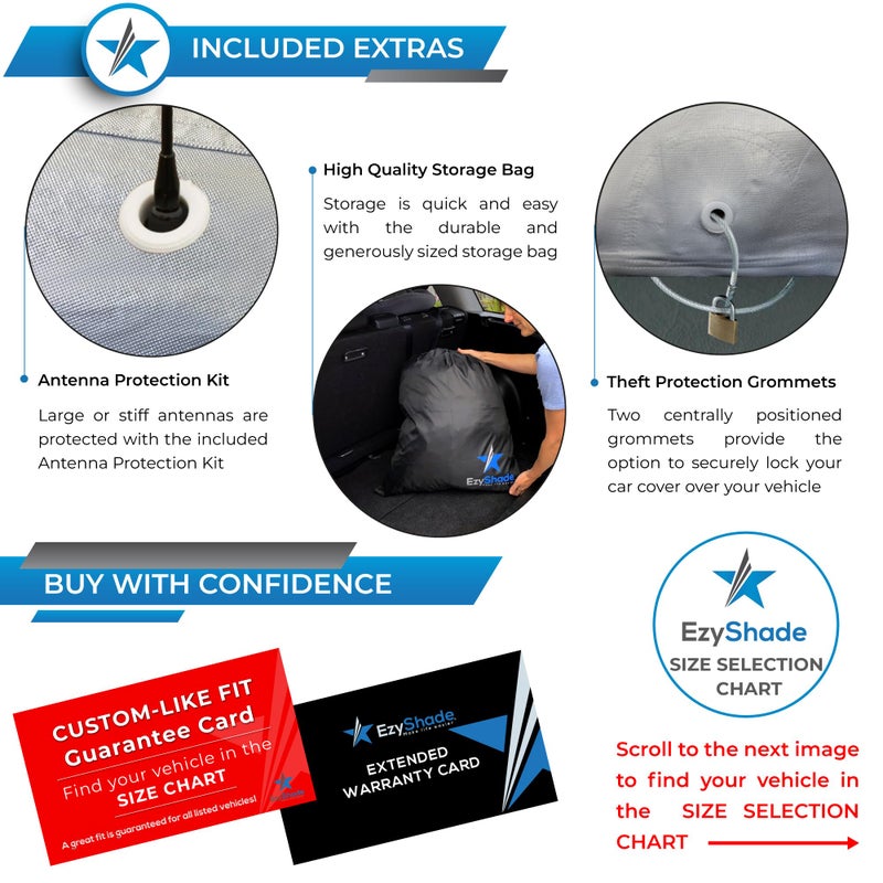 EzyShade 10-Layer SUV Car Cover Waterproof All Weather. See Vehicle Size-Chart for Accurate Fit. Outdoor Full Exterior Covers for Automobiles Heavy Duty Tarp Jeep Rav4 CRV. Size S4 (See SizeChart) - Image 3