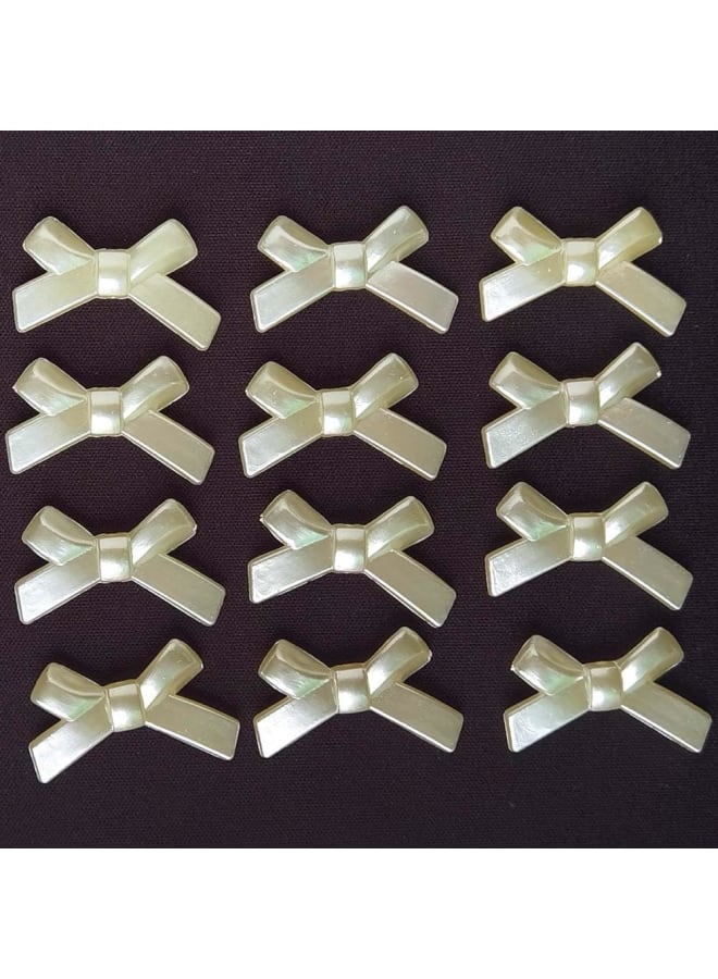 Acrylic Bow Beads DIY Beading Hairband Bracelets Necklace Clothes Dress Craft Jewelry Making Charm Embelishment (Beige, 34x22mm)  - Image 1