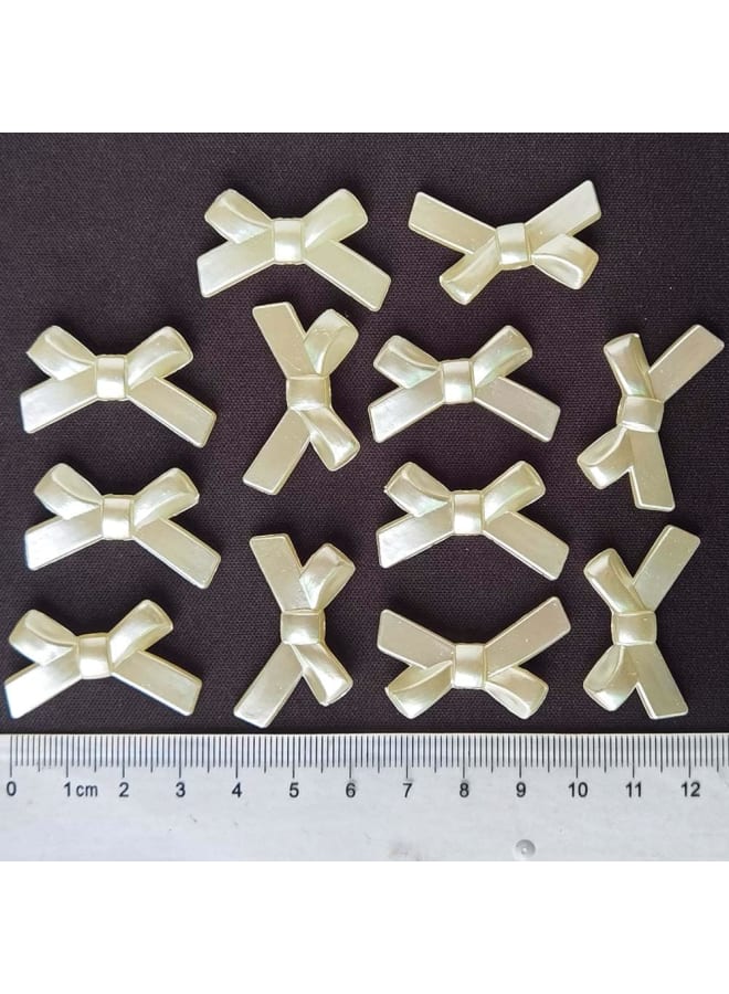 Acrylic Bow Beads DIY Beading Hairband Bracelets Necklace Clothes Dress Craft Jewelry Making Charm Embelishment (Beige, 34x22mm)  - Image 4