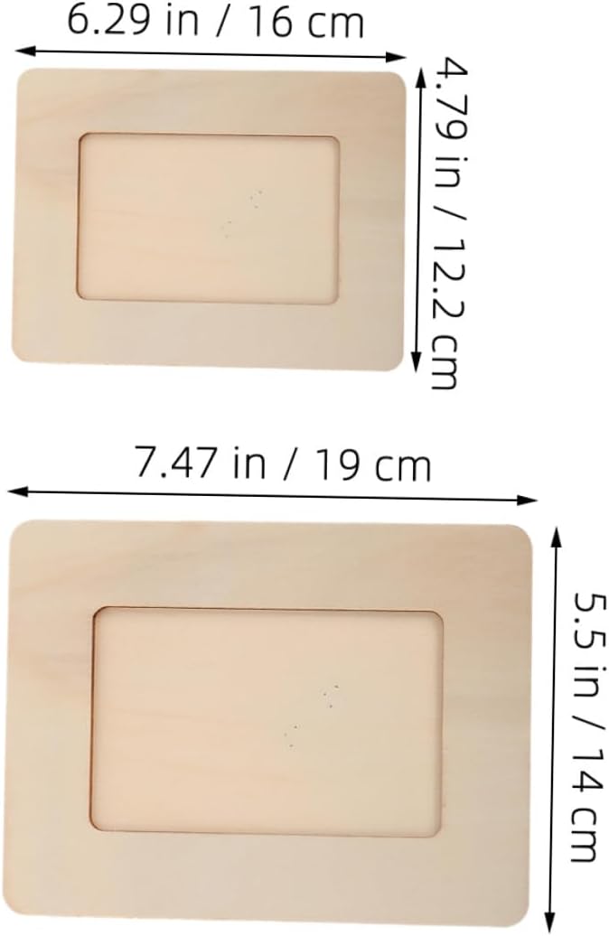 5pcs Unfinished Wood Photo Frames Blank Craft Wooden Frames for DIY Projects Medium and Small Sizes Standing Desk Display for Home Decor - Image 2