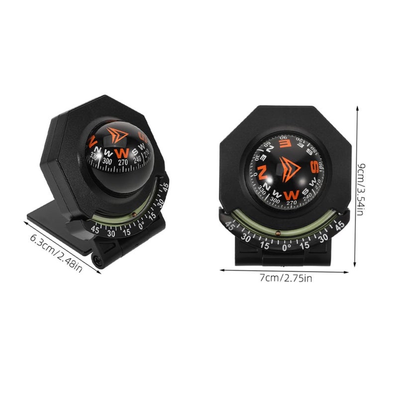 2 Pcs Car Dashboard Compass with Inclinometer and Guide Ball for Truck Boat Marine Navigation - Image 3