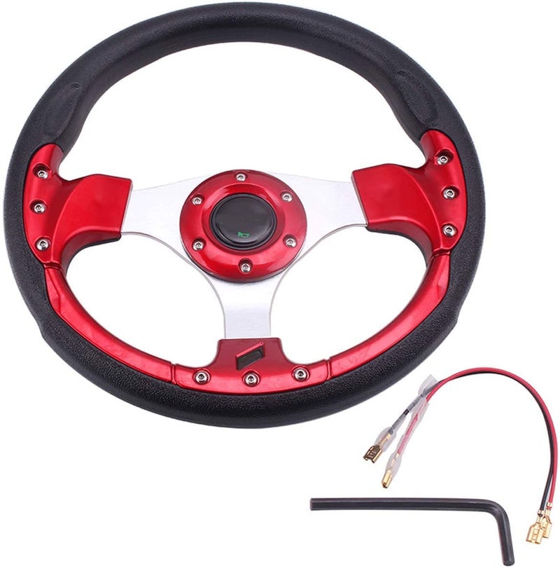 XZRTZ UniV-ersal Racing Steering Wheel Quick Release for Car Sport Drifting Steering Wheel Pu Leather and Aluminum Spokes with Horn Button - Image 1