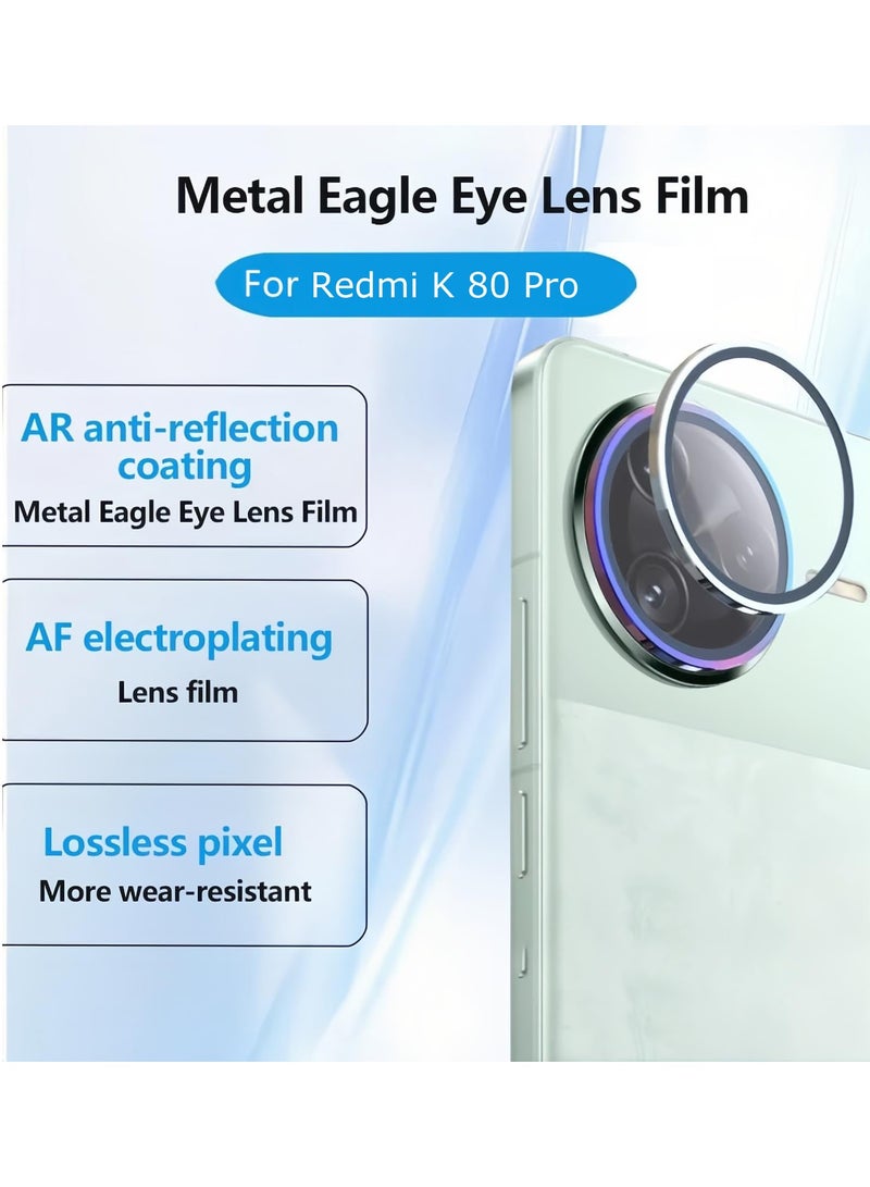 General Compatible with Redmi  Camera Lens Protector, 9H Tempered Glass Camera Cover Protector Metal Individual Ring for K80 Pro  - Image 2